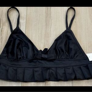 Cabernet Black Ruffle Hem Bralette – Size XL – NWT